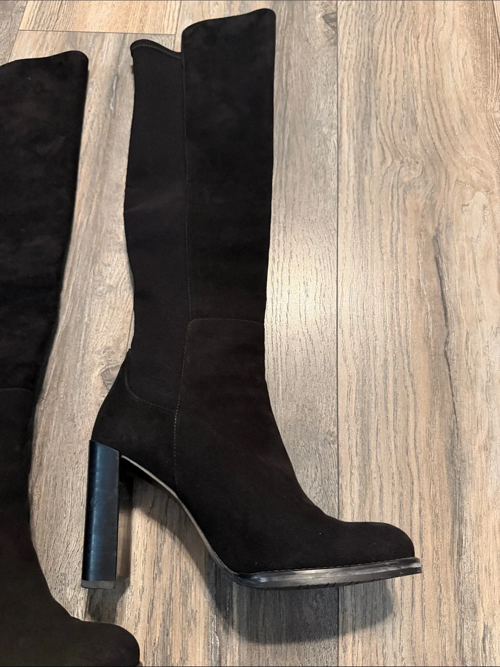 Stuart Weitzman Black Over-the-Knee Block Heel Boots